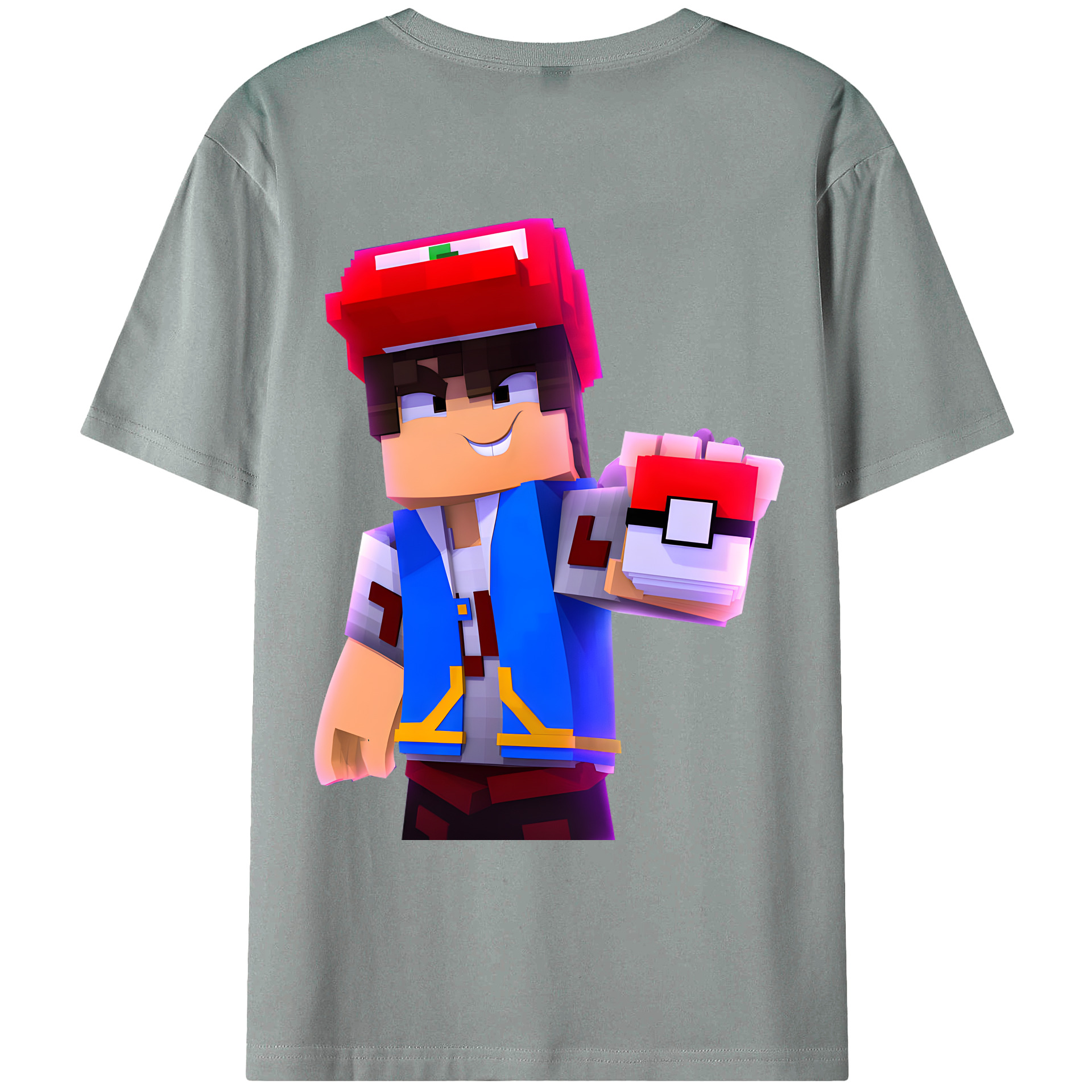 （画像用） マインクラフト ブロックの世界 Minecraft MC Block world 綿100％ メンズ半袖Tシャツ（バックプリント） 通気性